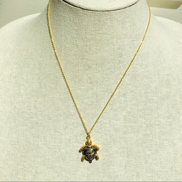 New Yellow Gold Color Chain & Turtle Pendant 18” - Picture 3 of 7